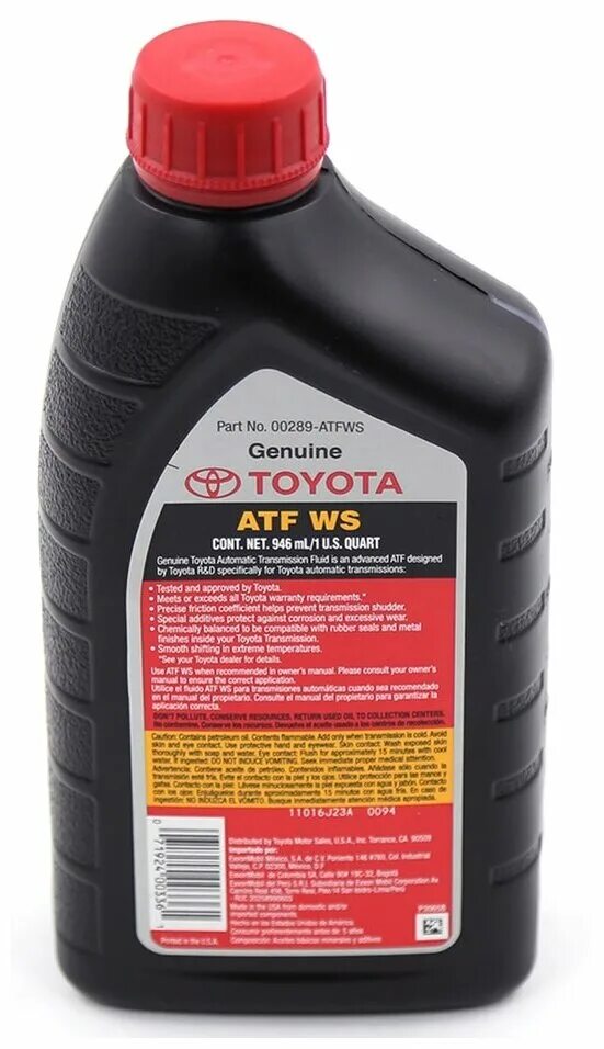 Акпп atf ws. ATF Toyota WS 00289-ATFWS. Toyota ATF WS 0.946 Л.. Toyota ATF WS. Toyota ATF WS Fluid.