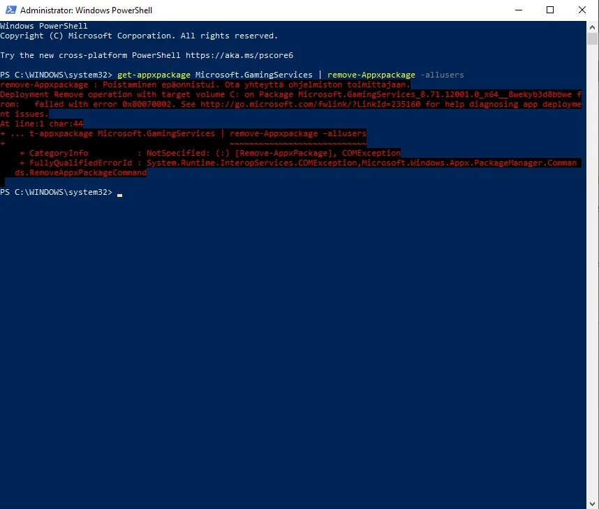 Powershell uninstall