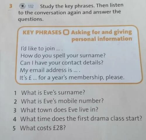 14 answer the questions. Key phrases. Then answer the questions. Listen again and answer the questions ответы. Listen and complete the conversation.