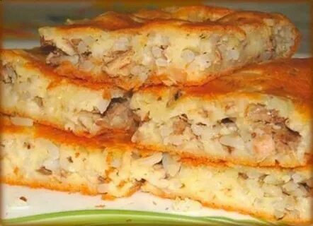 Рыбный пирог из сайры с рисом