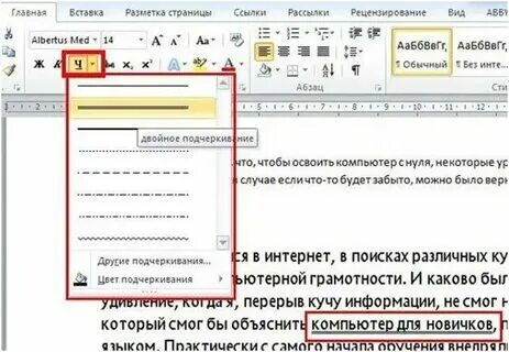 Что подчеркивают 1 чертой