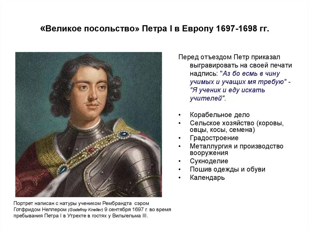 Великое посольство Петра 1 в Европу. 1697 Год путешествие Петра 1.