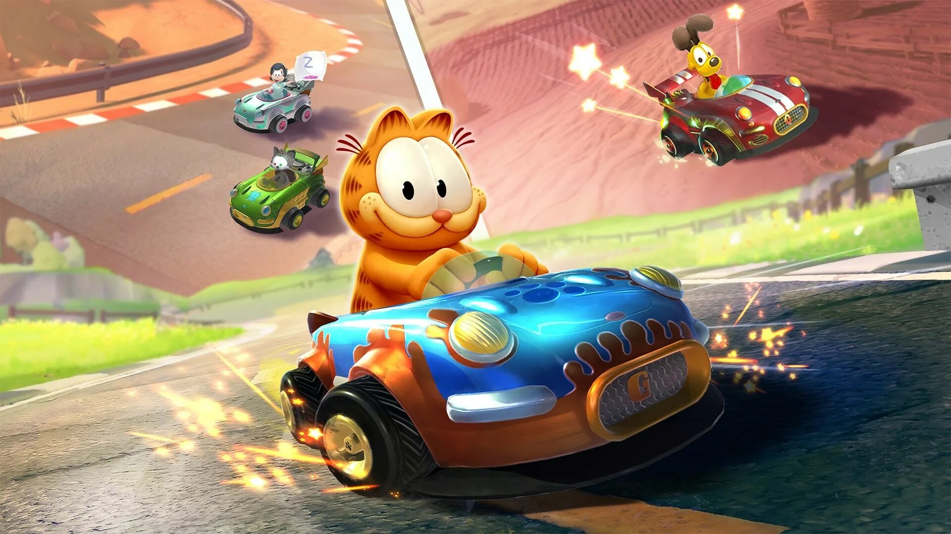 Garfield kart furious racing ps4. Мультяшные гонки. Гарфилд карт рейсинг. Garfield kart furious racing. Игра гонки гарфилд.