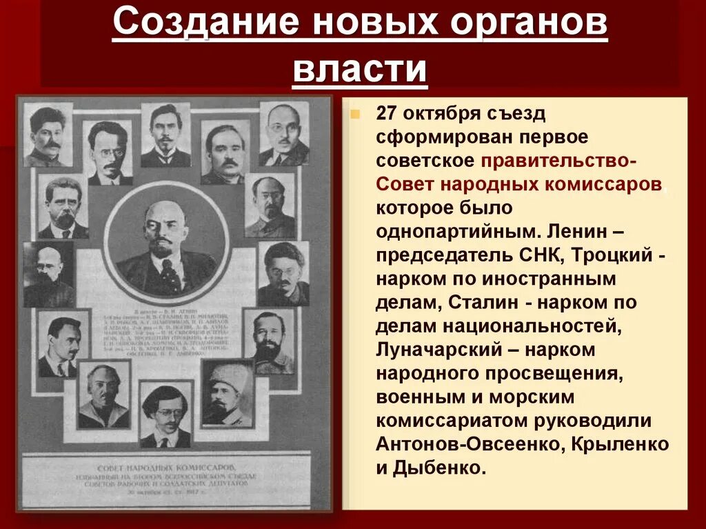 Совет народных Комиссаров (СНК). Совет народных Комиссаров-правительство-в. И. Ленин.. Совет народных Комиссаров РСФСР народные комиссары РСФСР. Первый председатель совета народных Комиссаров РСФСР. Руководитель первого советского правительства