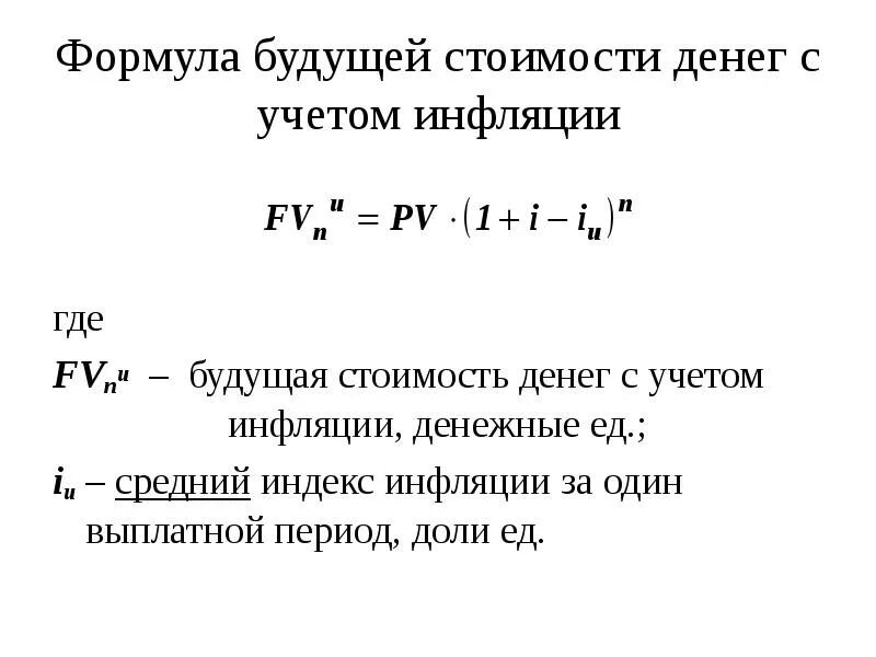 Как посчитать индекс инфляции. Формула будущей стоимости. расчет будущей стоимости денег. формула учета инфляции.