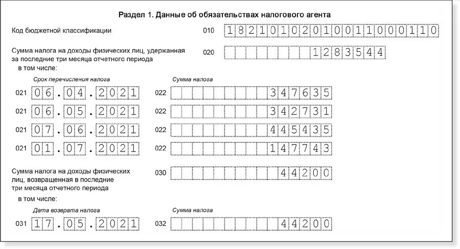 Нужно ли заполнять перечисленный ндфл. Раздел 1 данные об обязательствах налогового агента. Данные об обязательствах налогового агента в 6-НДФЛ. 6 НДФЛ раздел 1. данные об обязательствах налогового агента. Раздел 6 НДФЛ заполненный.