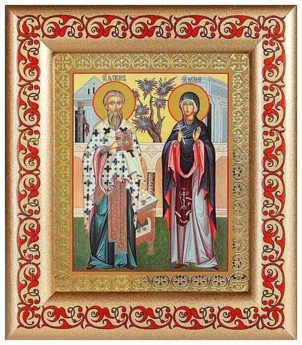 священномученик киприан и мученица иустина. священномученик киприан и иустина икона. киприан и иустина икона. икона мучеников киприана, иустины и феоктиста. киприана и мц.