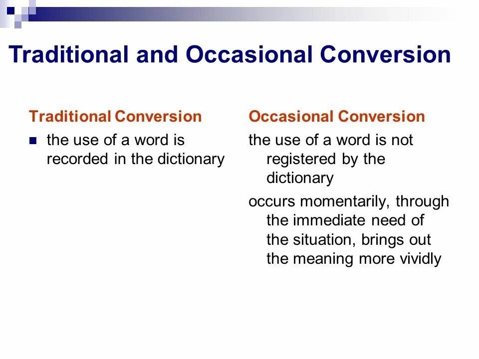 Word formation 4. Traditional and occasional Conversion. Conversion Dictionary. Conversion Words. Conversion Word formation.