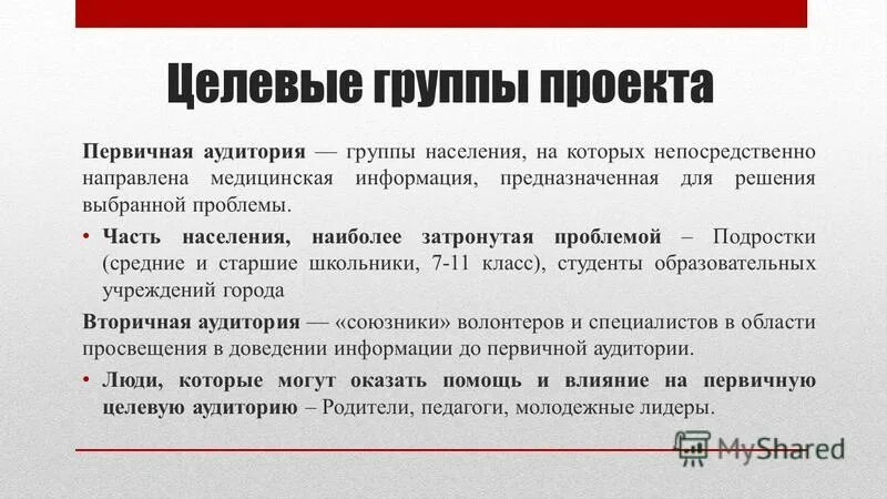 Целевая группа проекта