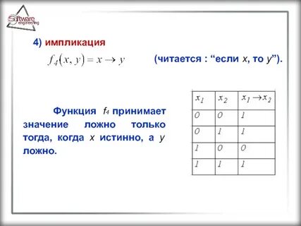 Таблица истинности импликации и эквивалентности