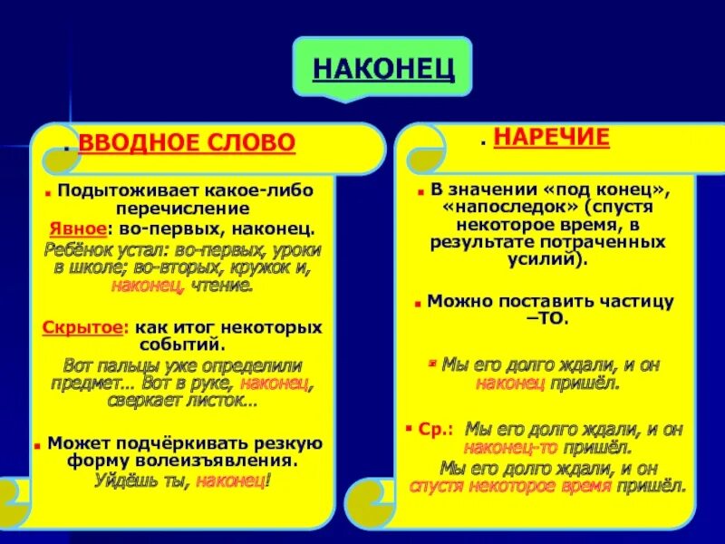 Наконец это вводное