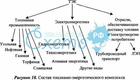 Состав топливно энергетического комплекса