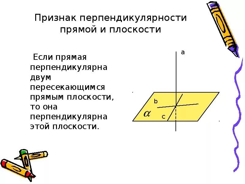 Прямая перпендикулярна плоскости если она