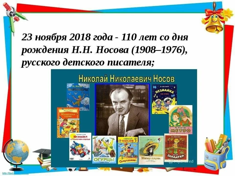 23 Ноября. День рождения н.н. Носова. Дата рождения детского писателя Носова. День рождения детского писателя Носова. Юбилей писателя Носова. Сценарии носова