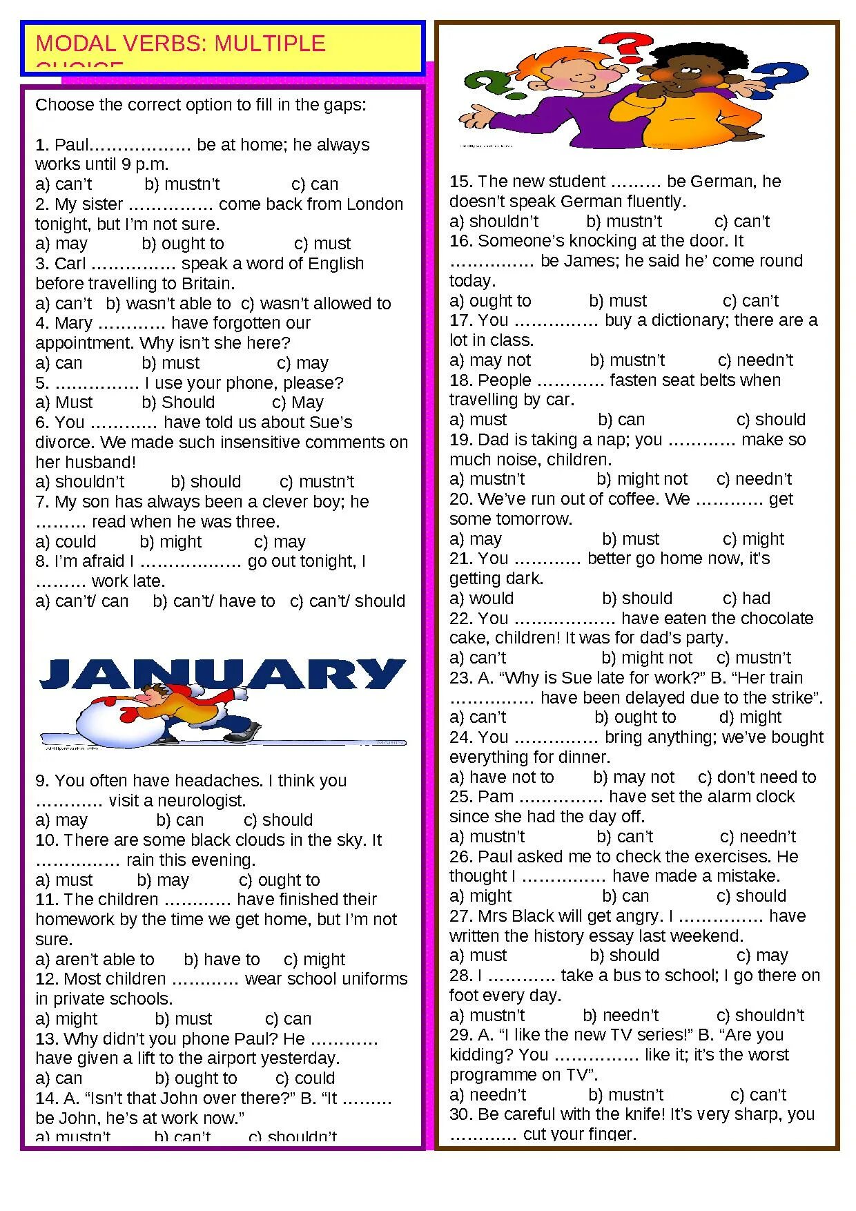 He needn t. Modal verbs multiple. Modal verbs multiple choice. Should упражнения. Can May must should упражнения.