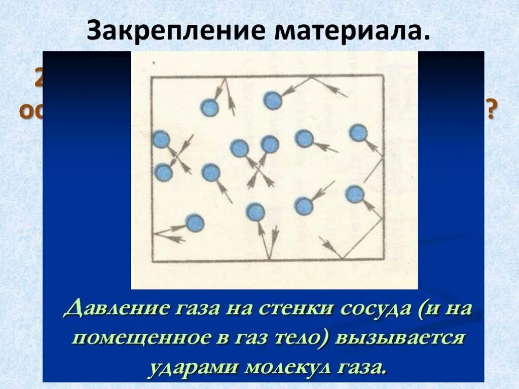 Давление газа на стенки сосуда. Движение частиц газа. Давление газа на стенку. Давление газа на стенки сосуда вызывается. 37 давление газа