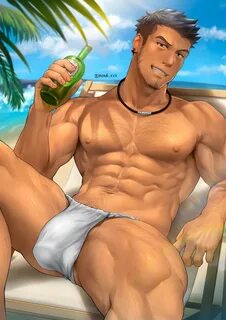 original character, hi res, highres, 1boy, 1male, abs, bara, biceps, bulge,...