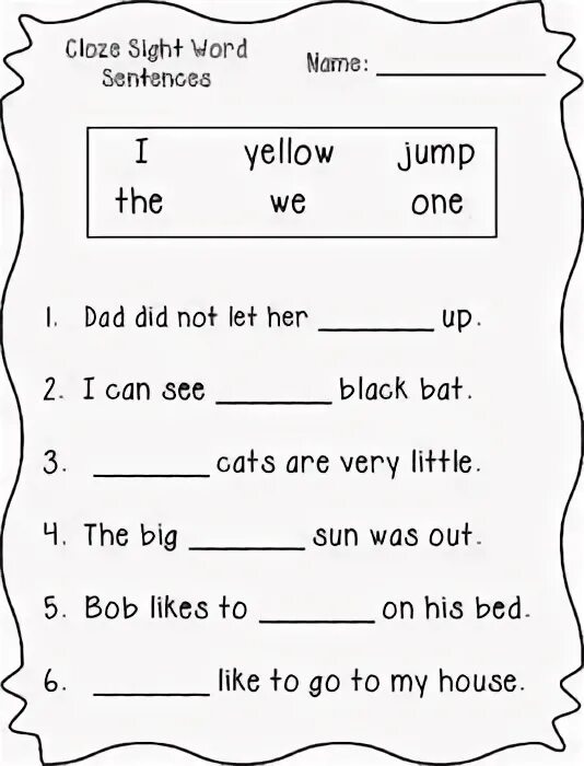 One word sentences examples. Cloze exercises. Cloze. Cloze Test examples. 1st Grade student.