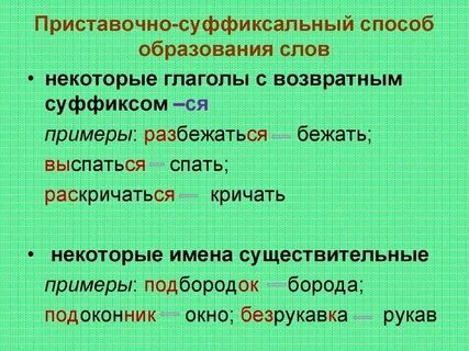 Способ образования выделенного слова