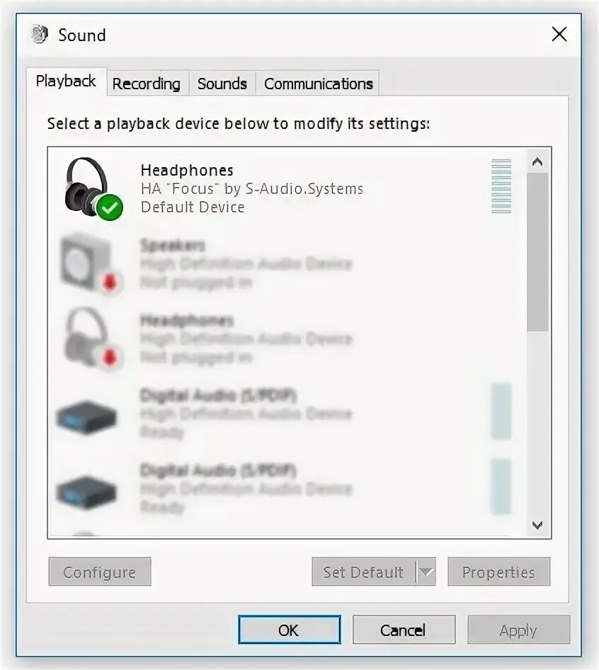 Sound control panel