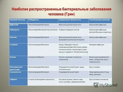 Вирусные и бактериальные заболевания кратко