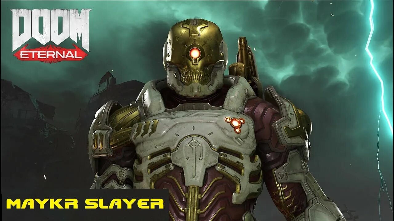 Дум этернал длс. MAYKR Slayer. Doom Slayer Ancient Gods. Doom 4 Ancient Gods Doomguy.