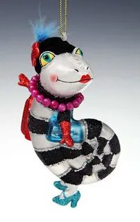 Елочная игрушка змея стеклянная