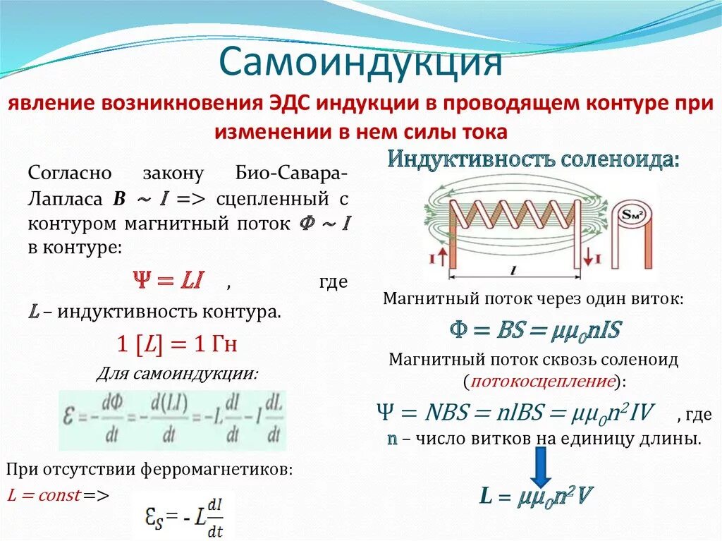 Рассчитать индуктивность можно по формуле. Индуктивность магнитного контура. Явление самоиндукции Индуктивность. Индуктивность магнитного поля постоянного тока формула. Формула расчета ЭДС индукции.