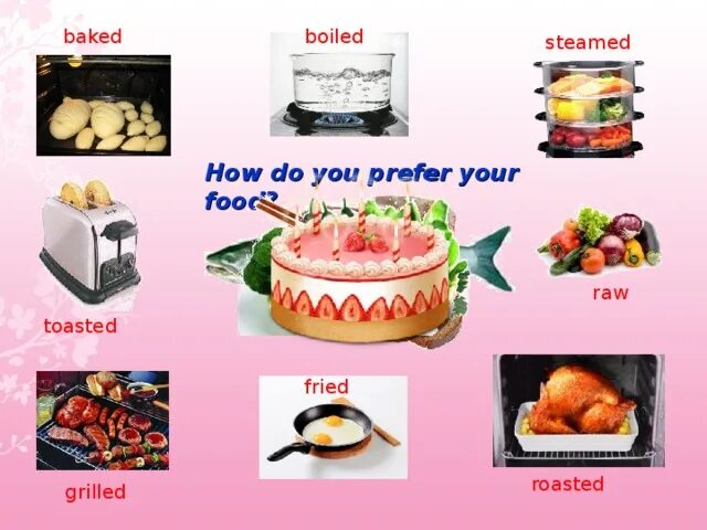 Steamed boiled grilled