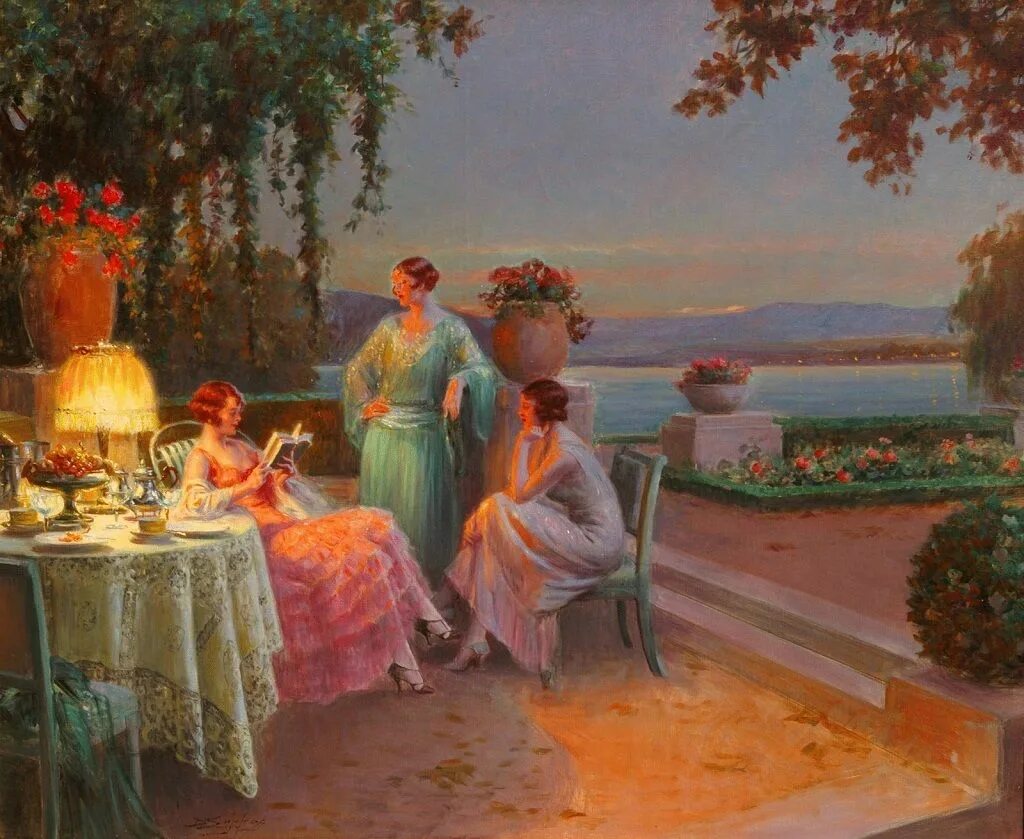 Картины художников чаепитие. Дельфин Анжольра \ Delphin Enjolras (1857-1945) —. Дельфин Анжольра французский художник. Дельфин Анжольра на террасе. Дельфин Анжольра на веранде.