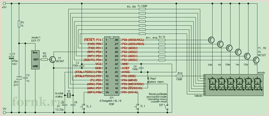 Atmega таймеры. Часы на attiny2313 и ds1307. часы-термометр на микроконтроллере atmega8. часы-термометр схема на атмега8. часы на микроконтроллере attiny26 ds1307.