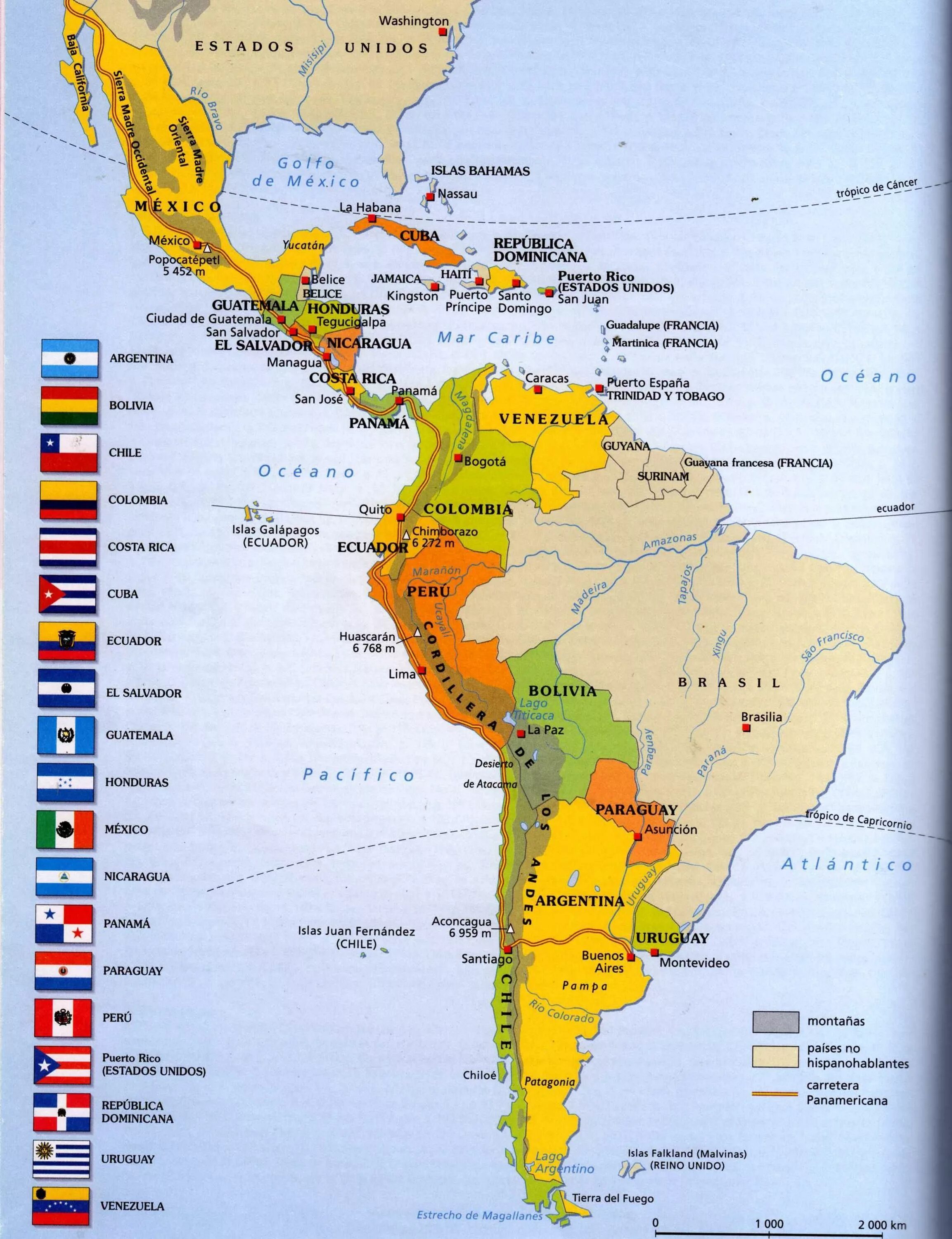 Латинская Америка на карте. Политическая карта Латинской Америки на испанском. Страны Латинской Америки. Карта Латинской Америки со странами.