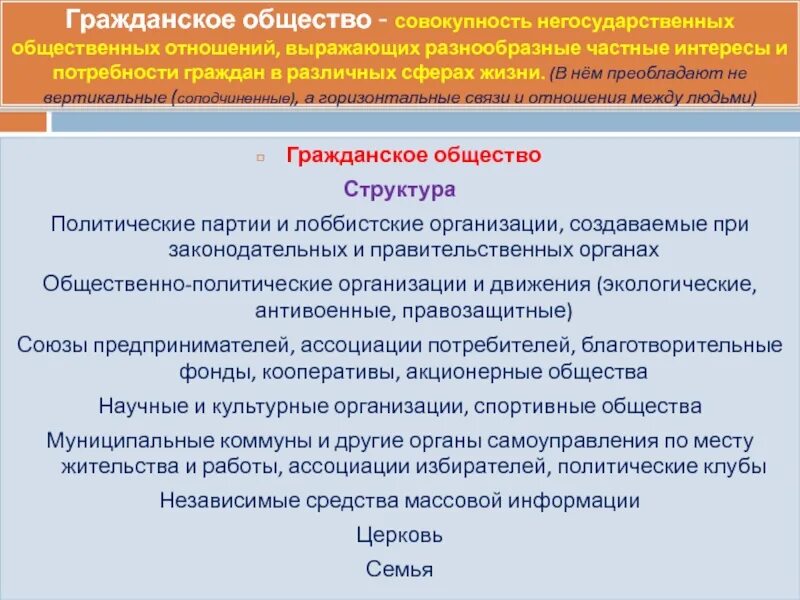 Гражданское общество представляет различные организации. Гражданское общество. Гражданское общество это в обществознании. Гражданское общество это совокупность негосударственных. Гражданское общество это общество.