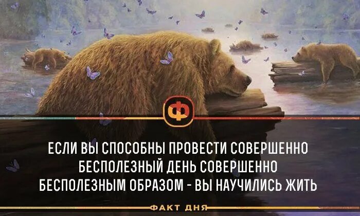 Не способен проводить. Бесполезный день. Если вы можете провести совершенно бесполезный день. Жить бесполезно. Если вы научились проводить день совершенно бесполезно.