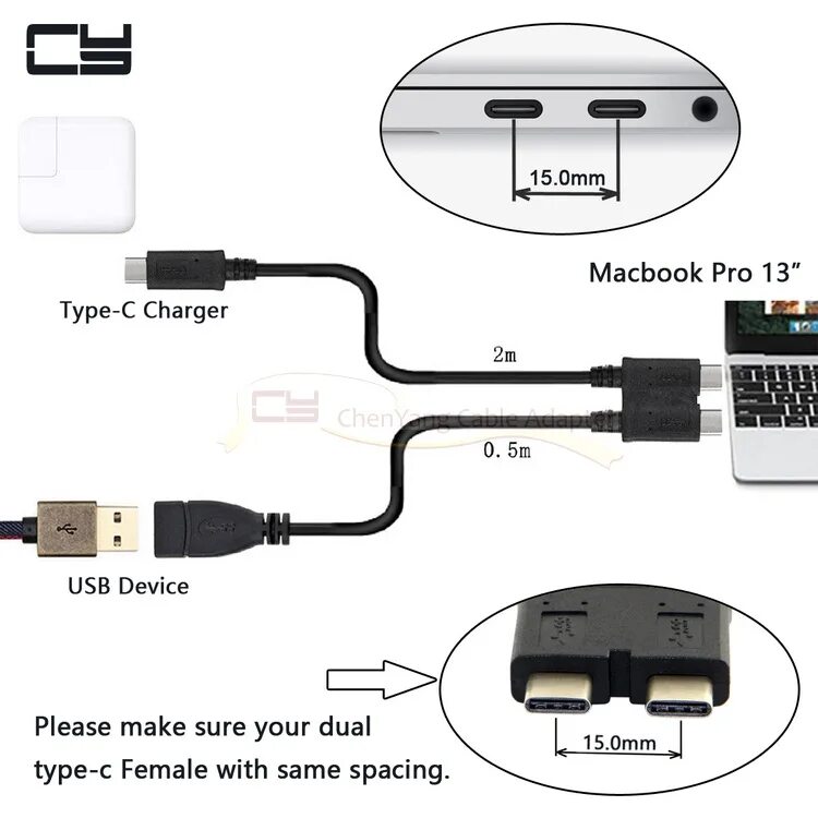 Dual type c. Type c otg cable with power. двойной otg кабель type-c. адаптер двойной macbook pro usb type c на usb type c. dual usb-c port.