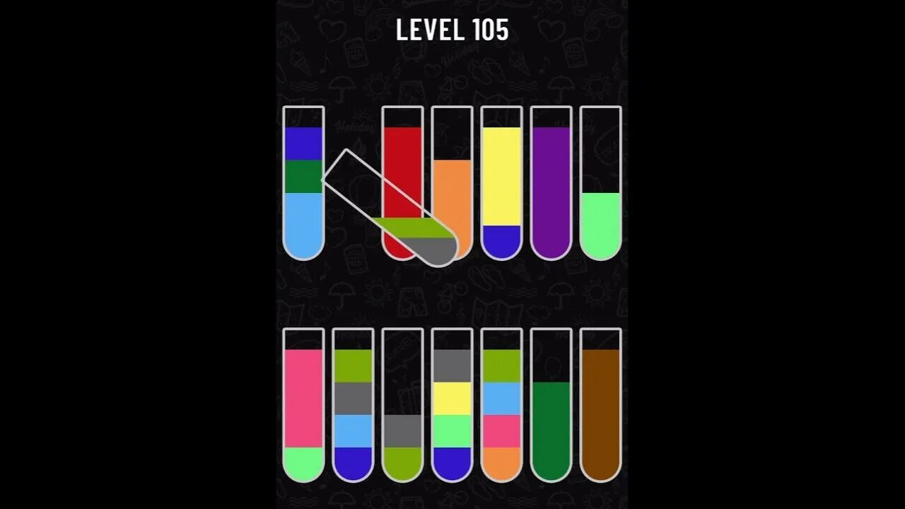 Пройти уровень в игре get color. Lipuzz Water sort Level 105. Lipuzz Water sort Level 105 Uzngames. Get Color игра ответы. Как пройти 107 уровень в get Color.