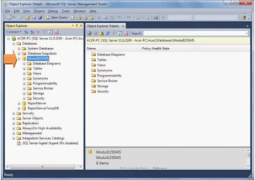 Attach database. Attach database