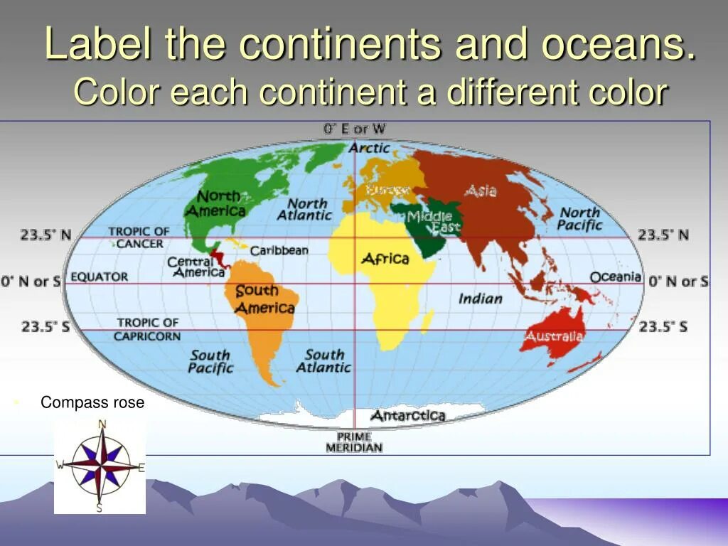 Tropic of Cancer. Continents Map. Страны Северного полушария. Continents of the World.