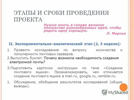 Сроки проведения проекта