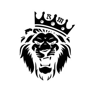 Картинка лев с короной на черном фоне.