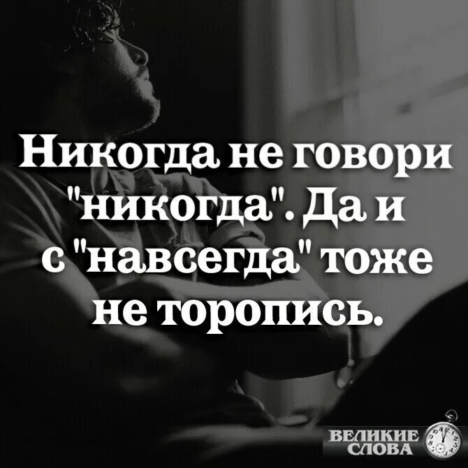 Никогда не говори никогда фраза. Никогда не говори никогда и с навсегда не торопись. Никогда не говори никогда афоризмы. Да никогда. Никогда не говори никогда цитата.