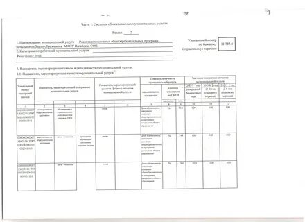 Муниципальное задание уникальный номер реестровой записи