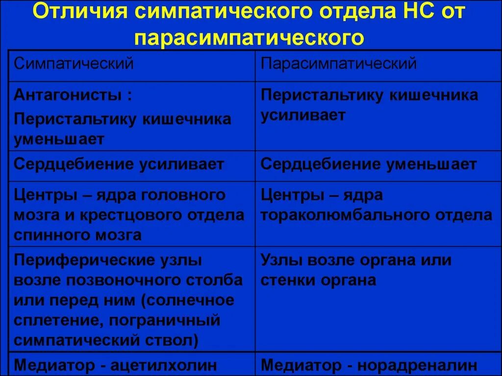 Действия симпатического и парасимпатического отделов. Отличие симпатической от парасимпатической. Отличие симпатической от парасимпатической нервной системы. Симпатический и парасимпатический отдел НС. Симпатическая и парасимпатическая отличия.