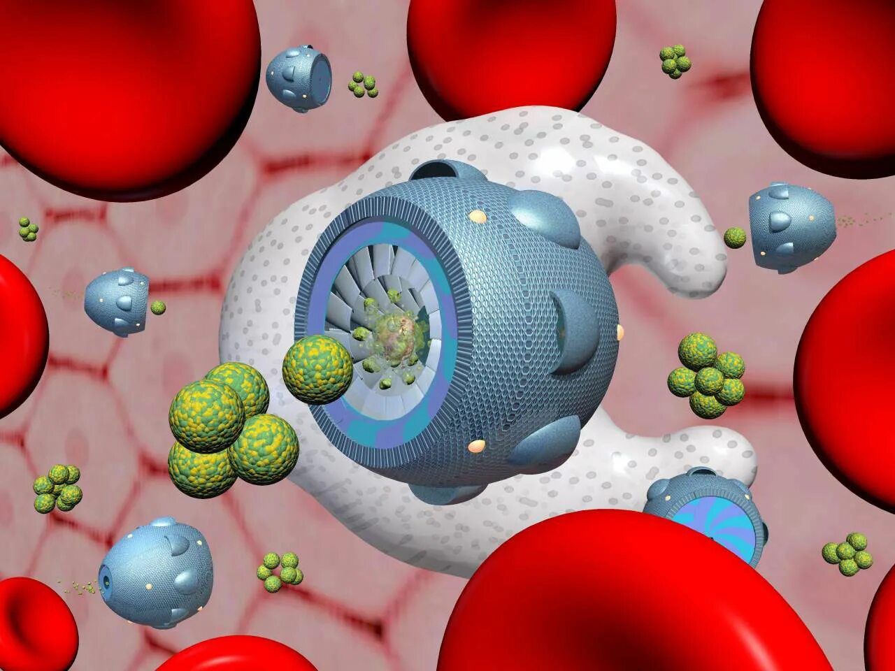 Нанороботы-фагоциты. Молекулярные нанороботы. Антибактериальные нанороботы. Молекулярный робот.