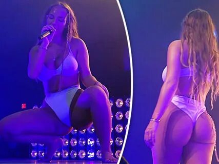 Sexy singer flashes extreme ass-ets to crowd when front AND back wedgie hit...