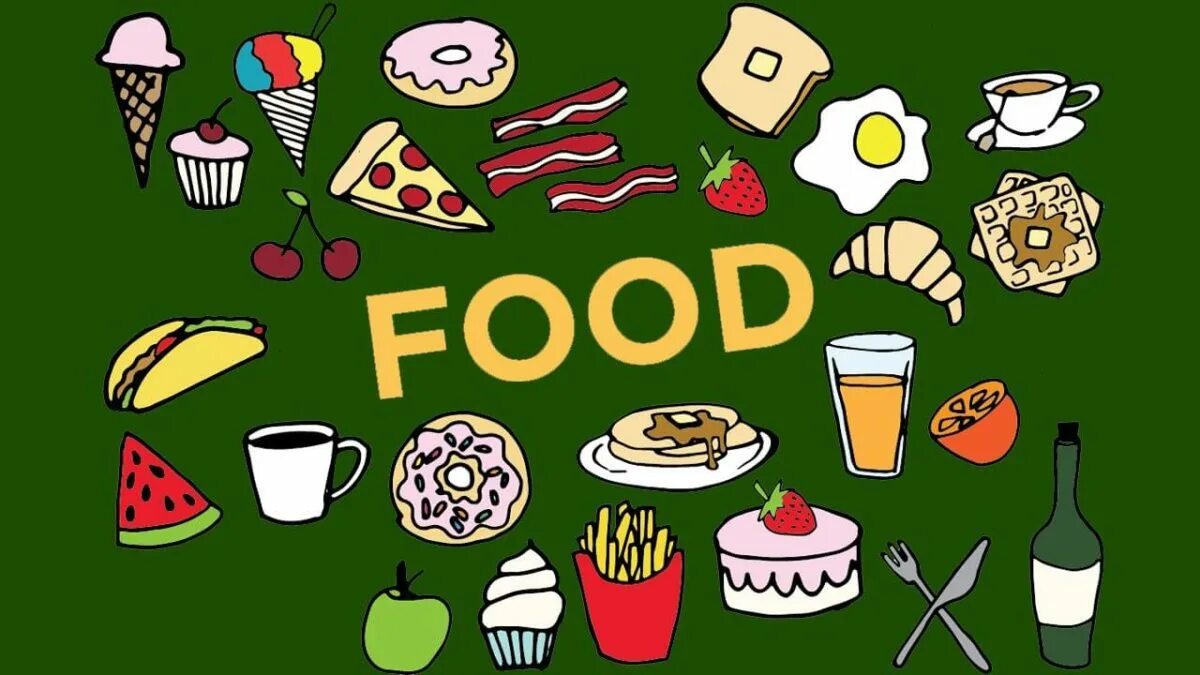 Food 4 you. Рисунки еды. Тема еда. Еда картинки для детей. Нарисованные продукты.