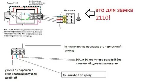 Схема замка зажигания 2115