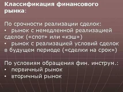 Рынок по сделкам на срок