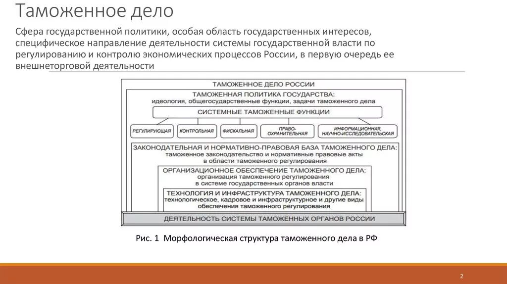 Деятельность таможенных органов рф