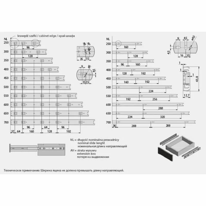 Направляющие для ящиков шариковые размеры. Направляющие шариковые 400 мм полного выдвижения. Шариковые направляющие полного выдвижения 700мм н=45мм. Направляющая полного выдвижения 550мм. Направляющие неполного выдвижения шариковые 150мм.